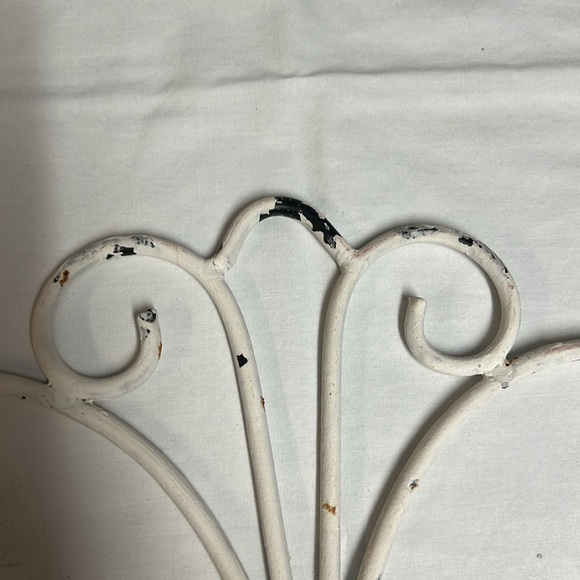 Vintage Style Boho Scroll 11” tall white distressed wrought iron candle holder - Picture 3 of 4